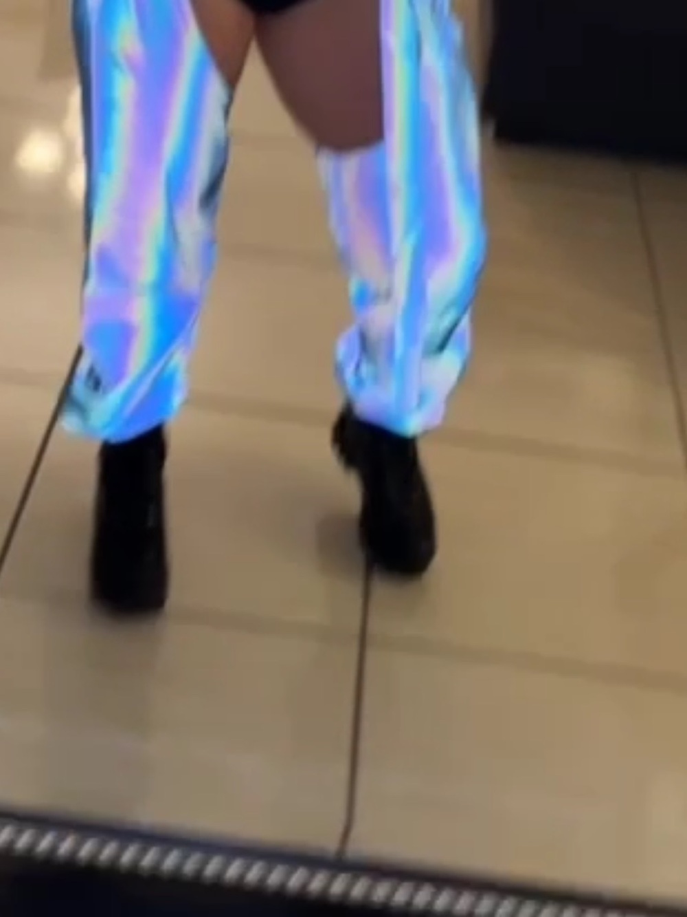 iHeartRaves Holographic Reflective Pants - Iridescent